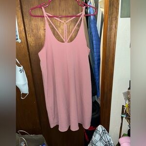pink strappy dress midi length